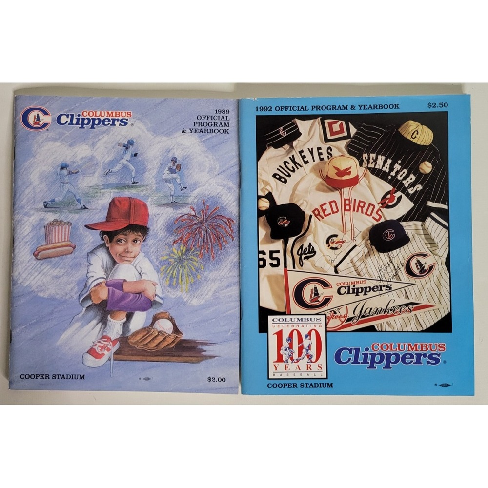 2 Vintage Columbus Clippers Program Yearbooks 1989 & 1992